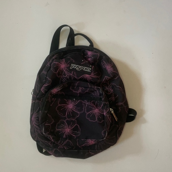 Jansport Bags Jansport Mini Backpack Purse Black With Pink Floral